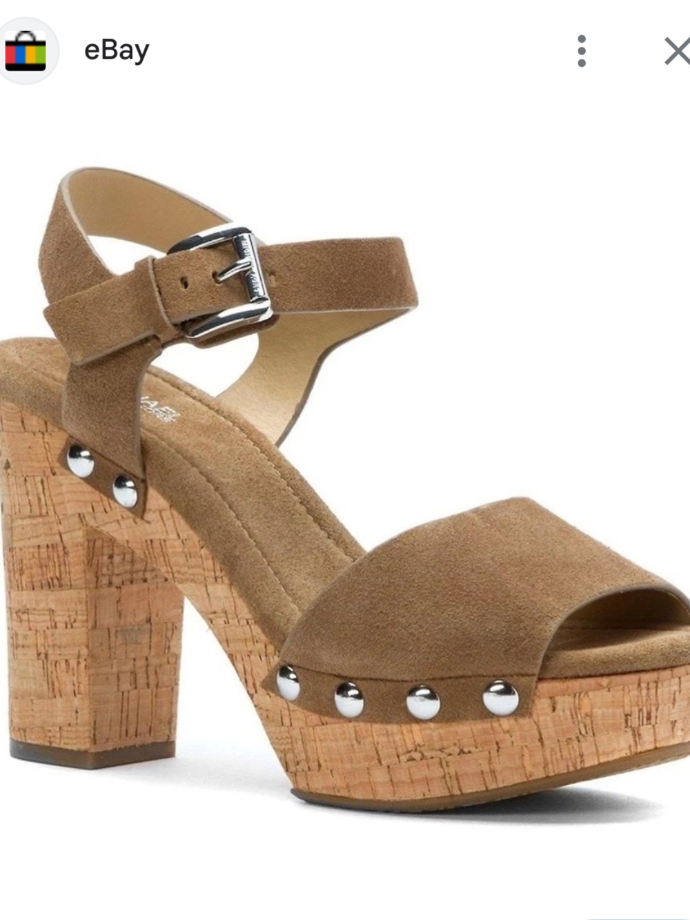 Michael Kors Hayden Tan Suede Cork Platform Sandal